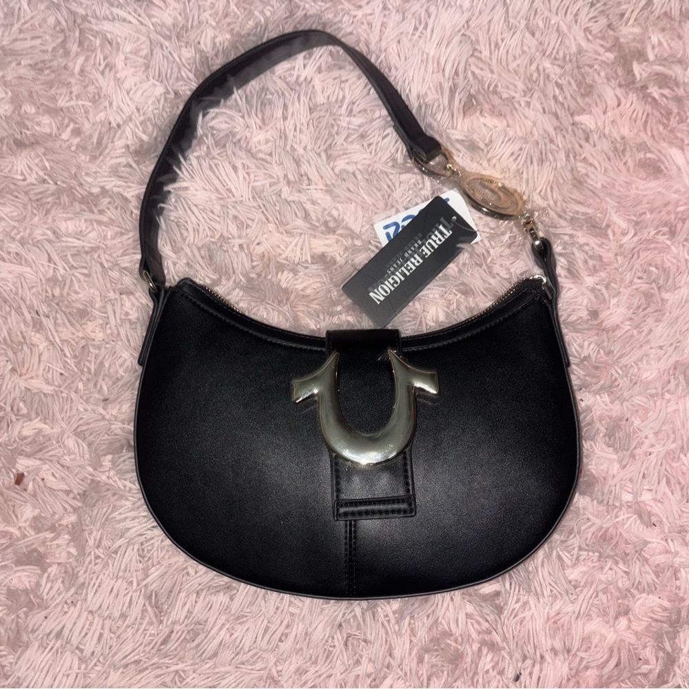 True Religion Black and Silver Shoulder Bag